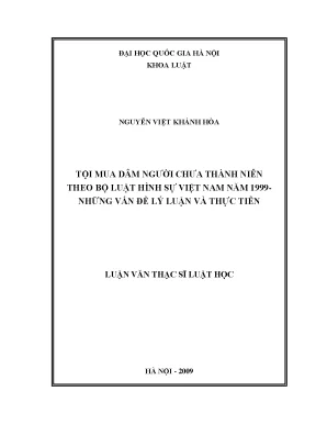 Luận văn thạc sĩ tội mua dâm người chưa thành niên theo bộ luật hình sự việt nam năm 1999 những vấn đề lý luận và thực tiễn