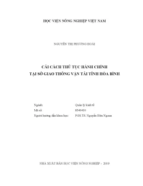 Luận văn thạc sĩ cải cách thủ tục hành chính tại sở giao thông vận tải tỉnh hòa bình