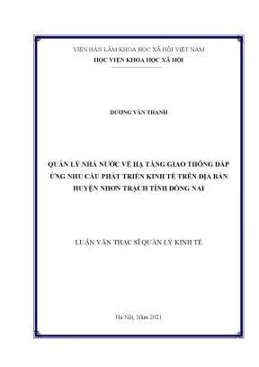 Luận văn thạc sĩ quản lý nhà nước về hạ tầng giao thông đáp ứng nhu cầu phát triển kinh tế trên địa bàn huyện nhơn trạch tỉnh đồng nai