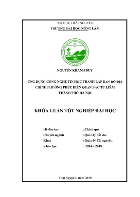 Luận văn ứng dụng công nghệ tin học thành lập bản đồ địa chính phường phúc diễn quận bắc từ liêm thành phố hà nội