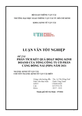 Luận văn tốt nghiệp phân tích kết quả hoạt động kinh doanh của tổng công ty cổ phần cảng đồng nai pdn