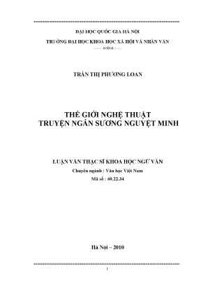 Luận văn thạc sĩ thế giới nghệ thuật truyện ngắn sương nguyệt minh