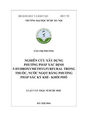 Luận văn thạc sĩ nghiên cứu xây dựng phương pháp xác định 5 hydroxymethylfurfural trong thuốc nước ngọt bằng phương pháp sắc ký khí khối phổ min