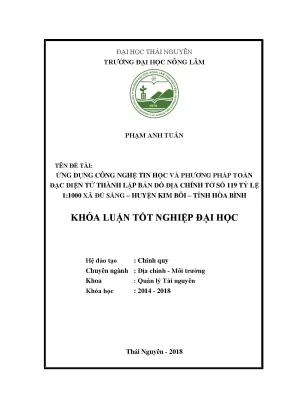 Luận văn ứng dụng công nghệ tin học và phương pháp toàn đạc điện tử thành lập bản đồ địa chính tờ số 119 tỷ lệ 1 1000 tại xã đú sáng huyện kim bôi