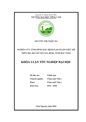 Luận văn nghiên cứu tình hình mắc bệnh gạo ở lợn giết mổ trên địa bàn huyện gia bình tỉnh bắc ninh