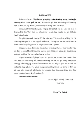 Luận văn thạc sĩ nghiên cứu giải pháp phòng chống lũ rừng ngang cho huyện chương mỹ thành phố hà nội