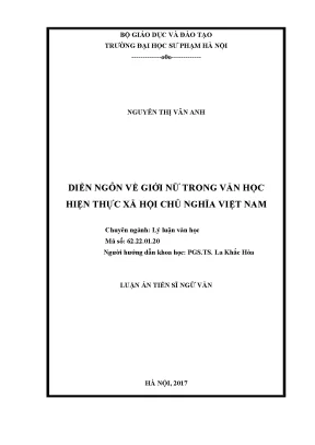 Luận án tiến sĩ ngữ văn diễn ngôn về giới nữ trong văn học hiện thực xã hội chủ nghĩa việt nam