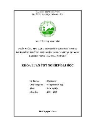 Luận văn nhân giống mai cây dendrocalamus yunnanicus hsueh d z li bằng phương pháp giâm hom cành tại trường đại học nông lâm thái nguyên