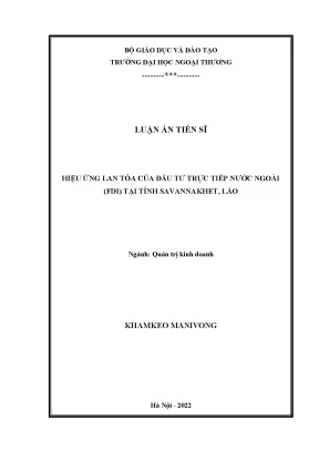Luận án tiến sĩ hiệu ứng lan tỏa của đầu tư trực tiếp nước ngoài fdi tại tỉnh savannakhet lào