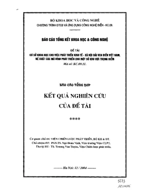Luận văn cơ sở khoa học cho việc phát triển kinh tế xã hội dải ven biển việt nam đề xuất các mô hình phát triển cho một số vùng trọng điểm