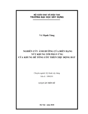 Luận án tiến sĩ nghiên cứu ảnh hưởng của biến dạng nút khung tới phản ứng của khung bê tông cốt thép chịu động đất