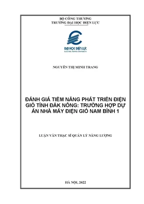 Luận văn thạc sĩ đánh giá tiềm năng phát triển điện gió tỉnh đắk nông trường hợp dự án nhà máy điện gió nam bình 1