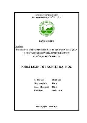 Luận văn nghiên cứu một số đặc điểm dịch tễ bệnh giun thực quản ở chó tại huyện đồng hỷ tỉnh thái nguyên và sử dụng thuốc điều trị
