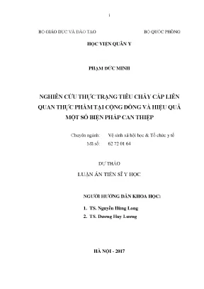 Luận án tiến sĩ nghiên cứu thực trạng tiêu chảy cấp liên quan thực phẩm tại cộng đồng và hiệu quả một số biện pháp can thiệp