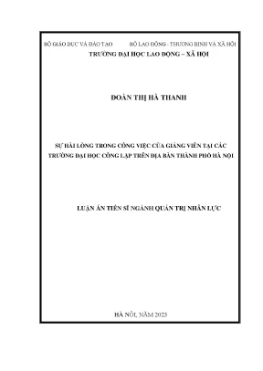 Luận án tiến sĩ sự hài lòng trong công việc của giảng viên tại các trường đại học công lập trên địa bàn thành phố hà nội