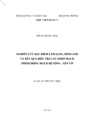 Luận án tiến sĩ nghiên cứu đặc điểm lâm sàng hình ảnh và kết quả điều trị can thiệp mạch túi phình hệ động mạch sống nền vỡ