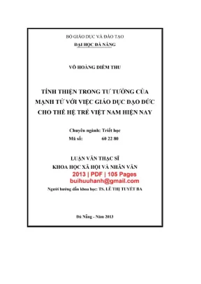 Luận văn thạc sĩ khoa học xã hội và nhân văn tính thiện trong tư tưởng của mạnh tử với việc giáo dục đạo đức cho thế hệ trẻ việt nam hiện nay