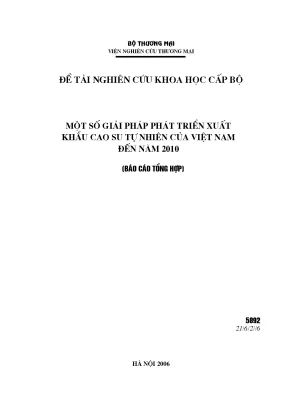 Luận văn một số giải pháp phát triển xuất khẩu cao su tự nhiên của việt nam đến năm 2010