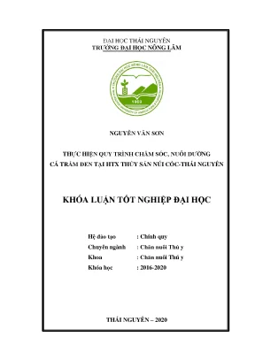 Luận văn thực hiện quy trình chăm sóc nuôi dưỡng cá trắm đen tại hợp tác xã thủy sản núi cốc thái nguyên