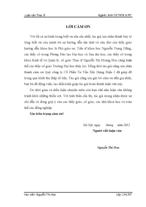Luận văn thạc sỹ đề tài trong luận văn này sẽ nghiên cứu phương pháp hạch toán môi trường trong định giá điện của dự án thuỷ điện sông tranh 2
