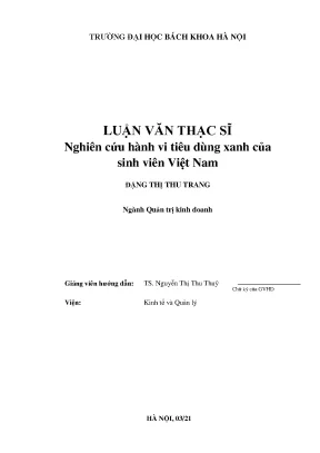Luận văn thạc sĩ nghiên cứu hành vi tiêu dùng xanh của sinh viên việt nam