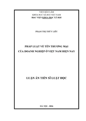 Luận án tiến sĩ pháp luật về tên thương mại của doanh nghiệp ở việt nam hiện nay