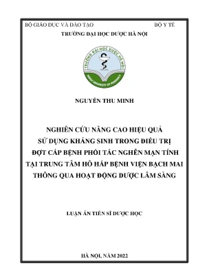 Luận án tiến sĩ dược học nghiên cứu nâng cao hiệu quả sử dụng kháng sinh trong điều trị đợt cấp bệnh phổi tắc nghẽn mạn tính tại trung tâm hô hấp bệnh viện bạch mai thông qua hoạt