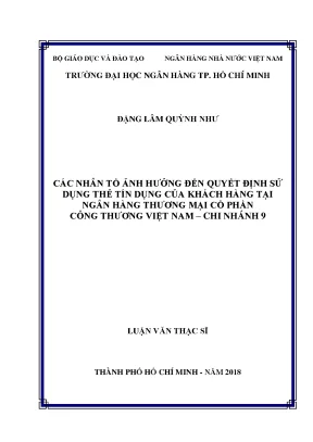 Luận văn các nhân tố ảnh hưởng đến quyết định sử dụng thẻ tín dụng