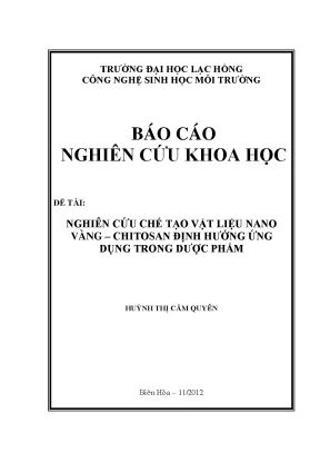 Luận văn nghiên cứu chế tạo vật liệu nano vàng chitosan định hướng ứng dụng trong dược phẩm