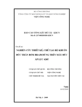 Luận văn nghiên cứu thiết kế chế tạo bộ khuôn đúc thân bơm bra50 dùng trên máy đúc áp lực cao 420t