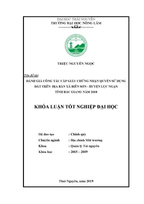 Luận văn đánh giá công tác cấp giấy chứng nhận quyền sử dụng đất trên địa bàn thôn hồng sơn thôn tuấn sơn thôn luồng thuộc xã biên sơn
