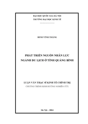 Luận văn thạc sĩ phát triển nguồn nhân lực ngành du lịch ở tỉnh quảng bình