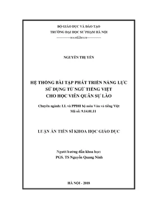 Luận án tiến sĩ hệ thống bài tập phát triển năng lực sử dụng từ ngữ tiếng việt cho học viên quân sự lào