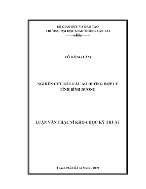 Nghiên cứu kết cấu áo đường hợp lý tỉnh bình dương luận văn thạc sĩ chuyên ngành xây dựng đường ô tô và đường thành phố