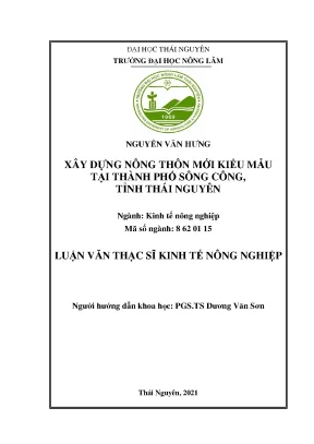 Luận văn thạc sĩ xây dựng nông thôn mới kiểu mẫu tại thành phố sông công tỉnh thái nguyên