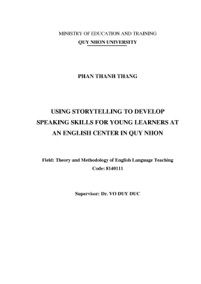 Luận văn thạc sĩ using storytelling to develop speaking skills for young learners at an english center in quy nhon