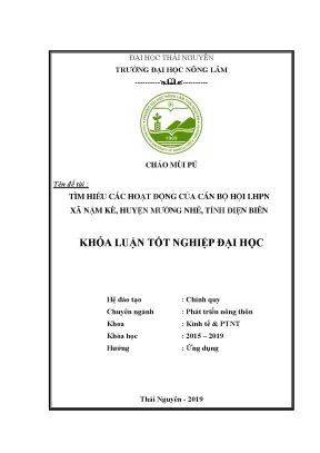 Luận văn tìm hiểu các hoạt động của cán bộ hội phụ nữ xã tại xã nậm kè huyện mường nhé tỉnh điện biên