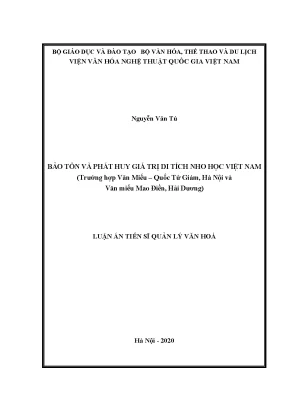 Luận án tiến sĩ bảo tồn và phát huy giá trị di tích nho học việt nam trường hợp văn miếuquốc tử giám hà nội và văn miếu mao điền hải dương
