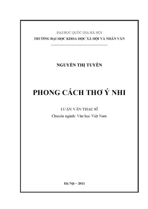 Luận văn thạc sĩ phong cách thơ ý nhi