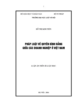 Luận án tiến sĩ pháp luật về quyền bình đẳng giữa các doanh nghiệp ở việt nam