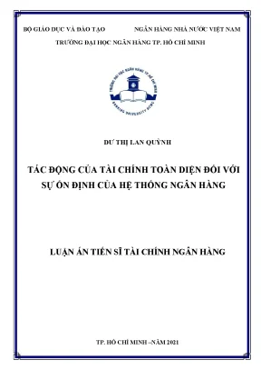 Luận án tiến sĩ tác động của tài chính toàn diện đối với sự ổn định của hệ thống ngân hàng