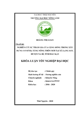 Luận văn nghiên cứu sự tham gia của cộng đồng trong xây dựng cơ sở hạ tầng nông thôn mới tại xã lạng san huyện na rì tỉnh bắc kạn