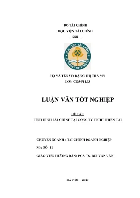Luận văn tốt nghiệp đề tài tình hình tài chính tại công ty tnhh thiên tài