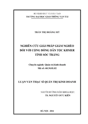 Nghiên cứu giải pháp giảm nghèo đối với cộng đồng dân tộc khmer tỉnh sóc trăng luận văn thạc sỹ quản trị kinh doanh