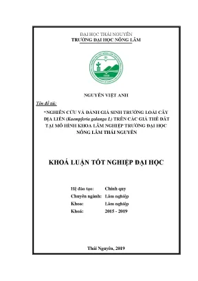 Luận văn nghiên cứu và đánh giá sinh trường của loài cây địa liền kaempferia galanga l theo giá thể đất tại mô hình khoa lâm nghiệp trường đại học