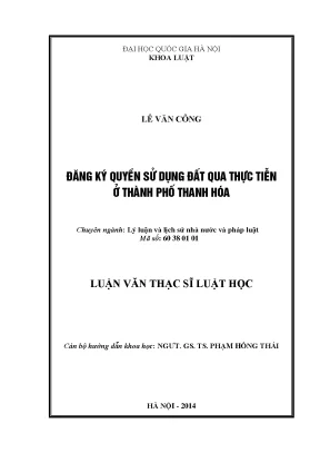Luận văn thạc sĩ đăng ký quyền sử dụng đất qua thực tiễn ở thành phố thanh hóa