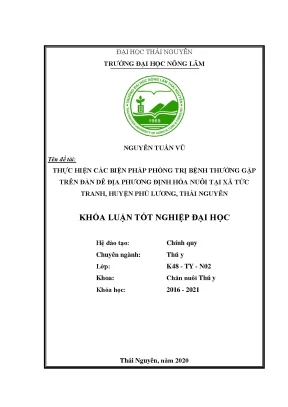 Luận văn thực hiện các biện pháp phòng trị bệnh thường gặp trên đàn dê địa phương định hóa nuôi tại xã tức tranh huyện phú lương thái nguyên
