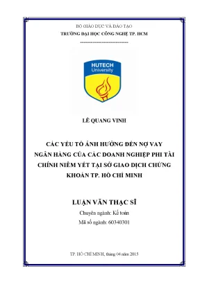 Luận văn thạc sĩ các yếu tố ảnh hưởng đến nợ vay ngân hàng của các doanh nghiệp phi tài chính niêm yết trên sở giao dịch chứng khoán tp hồ chí minh
