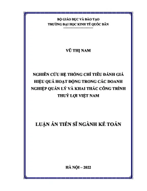 Luận án tiến sĩ nghiên cứu hệ thống chỉ tiêu đánh giá hiệu quả hoạt động trong các doanh nghiệp quản lý và khai thác công trình thủy lợi việt nam