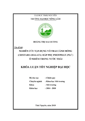 Luận văn nghiên cứu tận dụng vỏ trai cánh mỏng cristaria bialata hấp phụ photphat po4 3 ô nhiễm trong nước thải